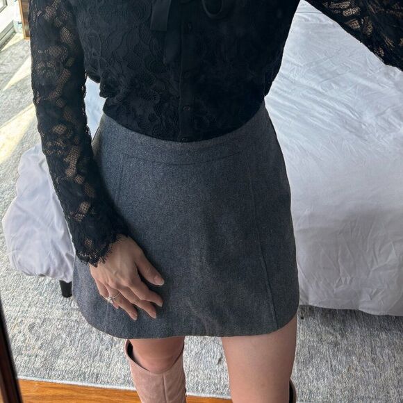 Grey Wool Mini Skirt - Picture 1 of 6